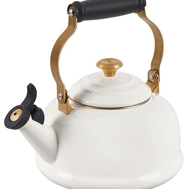 Noel Collection: Whistling Kettle - White w/ Gold Knob & Accents