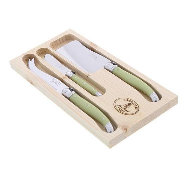 Three-Piece Cheese Knife Set with Green Handles