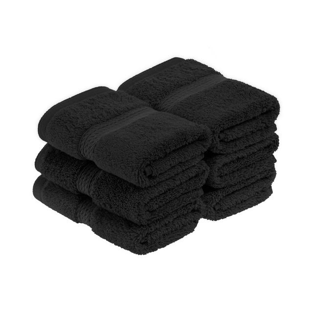 Solid Luxury Premium Cotton 900 GSM Highly Absorbent 6 Piece Face Towel/ Washcloth Set, Black by Blue Nile Mills