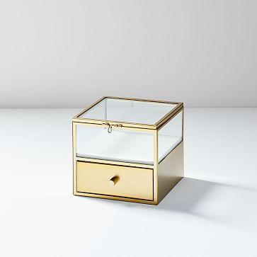 Terrace Shadow Box - Brass (Square w/ Drawer)