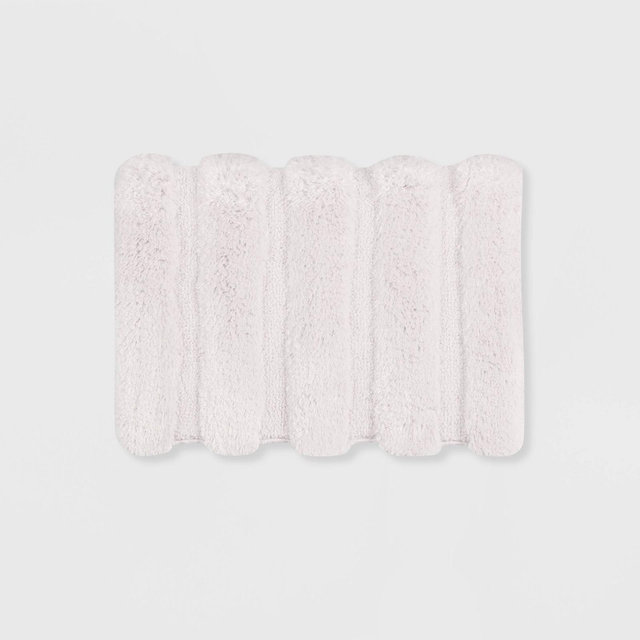 17"x24" Tufted Pearl Channel Solid Bath Rug Blush