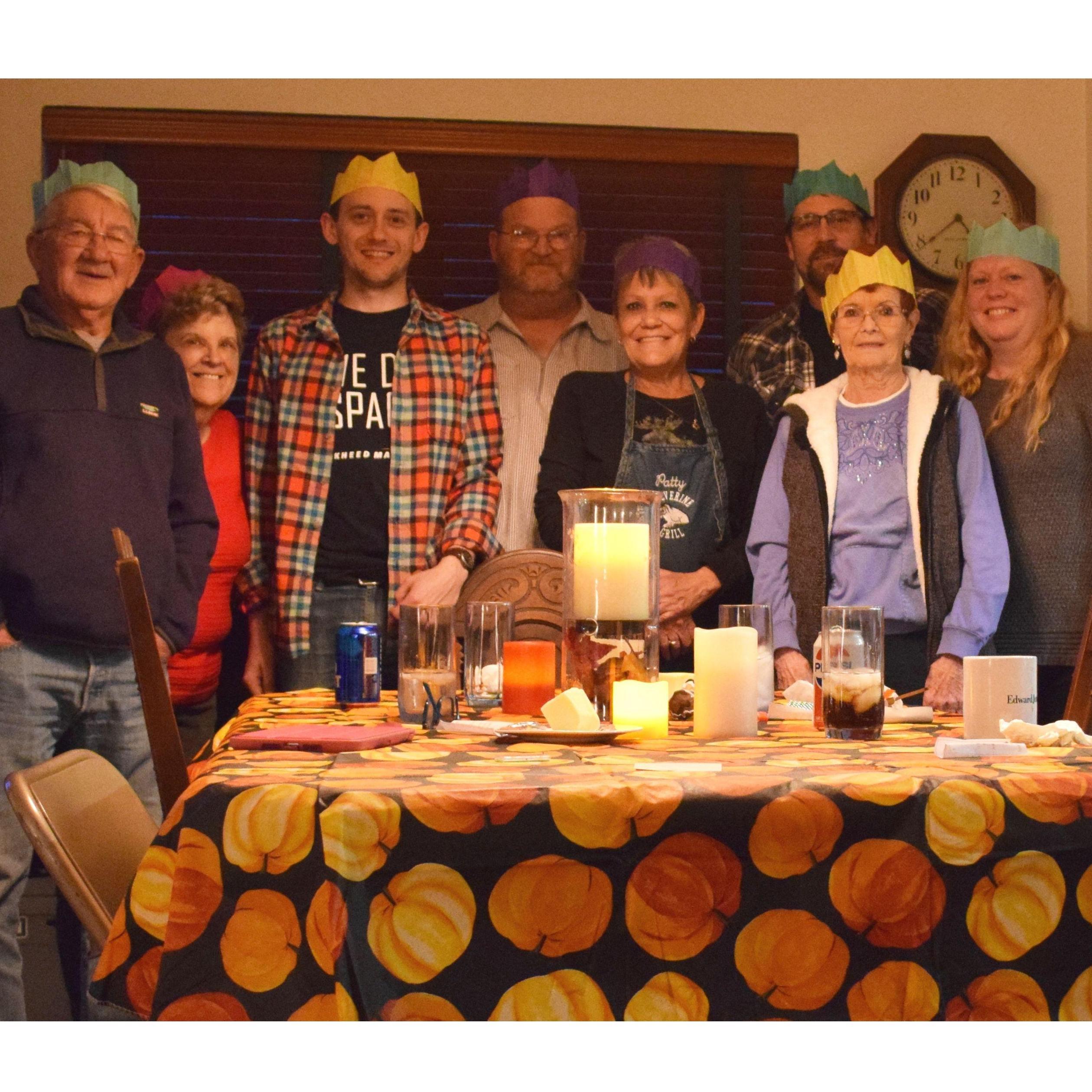 Celebrating Thanksgiving, hosted by John and Patty.