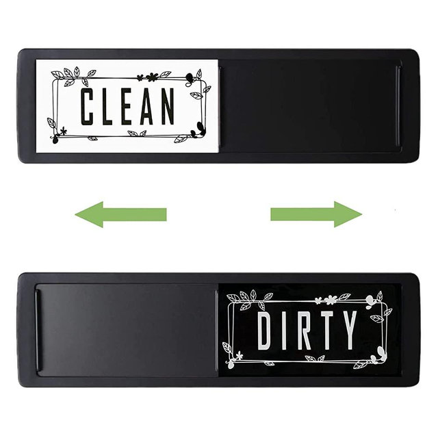 Dishwasher Magnet Clean Dirty Sign Indicator, Lissaberg Kitchen Dish Washer Refrigerator Magnet, Upgrade Strong Magnet with Stickers for Kitchen Organization and Storage Black White (Black)