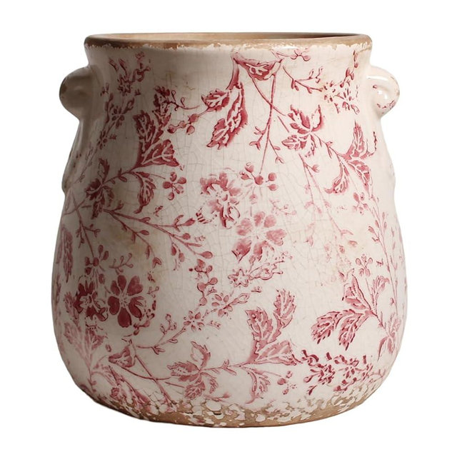 Xiaan Jiaju Vintage Ceramic Plant Pots and Flower Pots with Drainage Hole - 6.68in. Rustic Planters for Indoor Garden - Plant Pots Indoor, Pots for Plants - Crackle Glaze Finish - Red