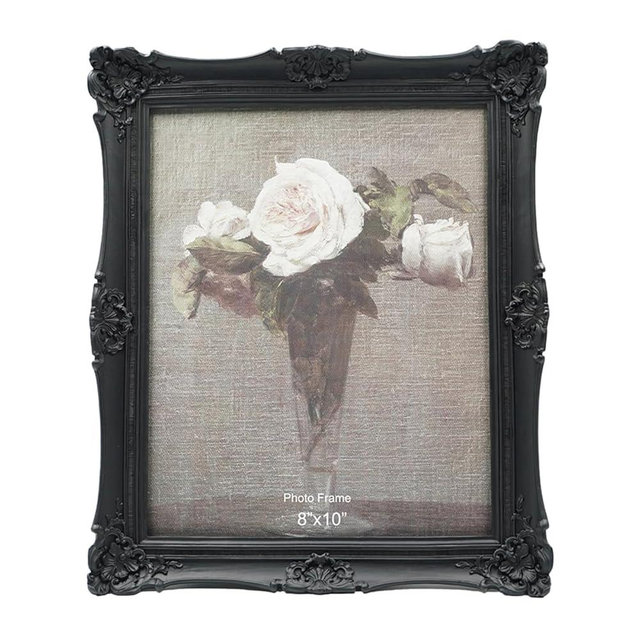 CISOO 8x10 Vintage Picture Frame Antique Ornate Black Photo Frame, for Table Top and Wall Display, Decorative Floral Design Retro Home Decor, Photo Gallery Art