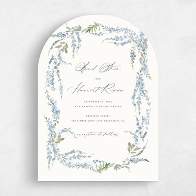 Blue Arch Wedding Invitation - Riga Portrait