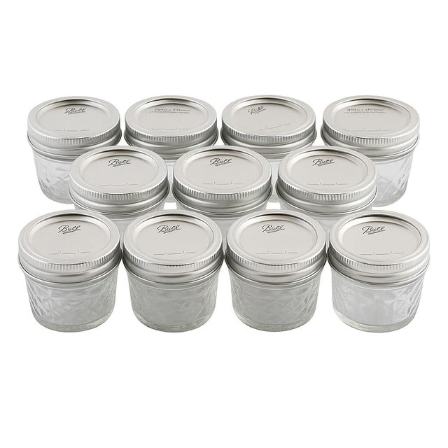Ball - 4 oz Regular Mouth Glass Mason Jars | 11 Pack Jars with Airtight Lids | Large Glass Jar for Food Storage with Lids | Ideal for Canning, Fermentation, Pickling, Kombucha Brewing | Set of 11