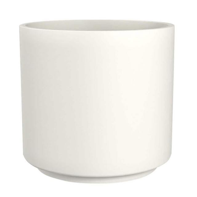13 in. White Cylinder Ceramic Floor Planters