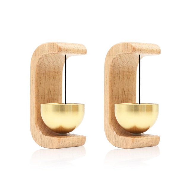 Magnetic Door Chime 2-Pack - Wooden Wind Chime Bells for Door Opening, Wireless Adhesive Entry Alert with Soft Chime for Home, Office, Shop, Pet Doors