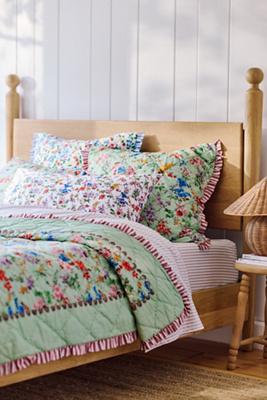 Cotton Voile Floral Printed Ruffle Quilt