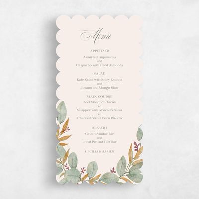Beige Scalloped Wedding Menu - Nutmeg