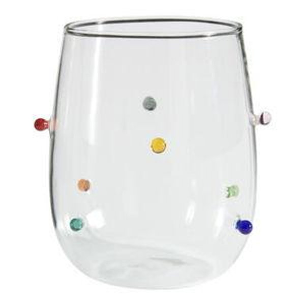 WM - DOUBLE OLD FASHIONED Multicolor Bubble Dot Bar Glass