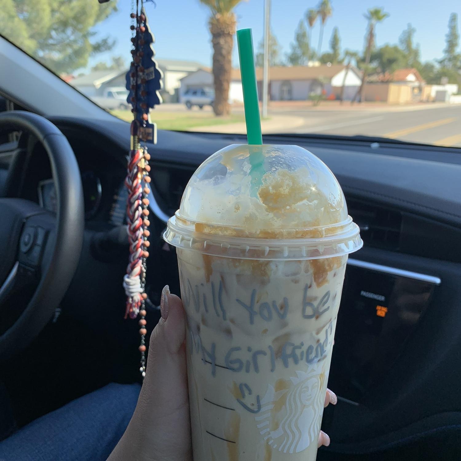 On this day, I was waiting for Luis to pick me up so we could go on a date to the Renaissance Festival. Little did I know, this was waiting for me in the cup holder! 🤍