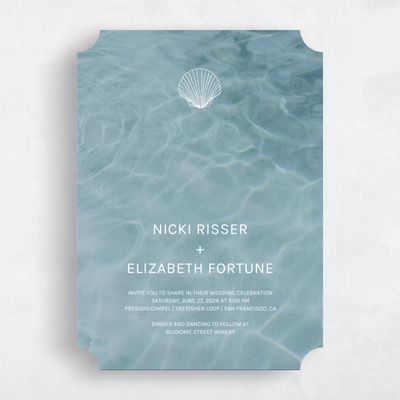Blue Ticket Wedding Invitation - Waterview Portrait
