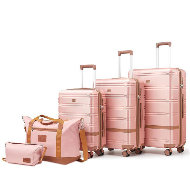 NEISIA Luggage Sets 3 Piece with spinner wheels, PC+ABS Hard Shell Travel Luggage,Lightweight Carry-on suitcases with TSA Lock,YKK Zippers (Pink)