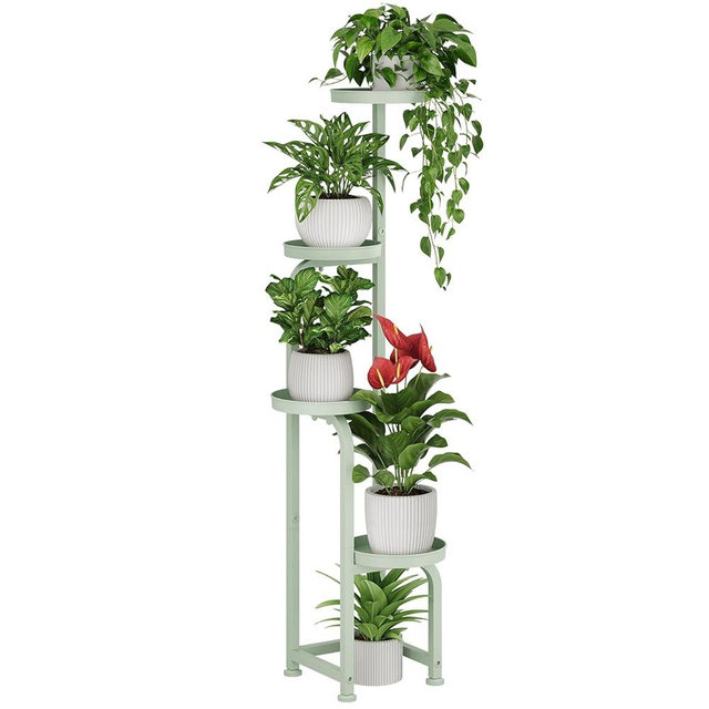Bamworld Corner Plant Stand Indoor Outdoor, Tall Metal Flower Pot Stands for Multiple Plants, 4 Tier Mint Green Heavy Duty Plant Shelf for Patio Garden Balcony Living Room Bedroom(Patent Design)