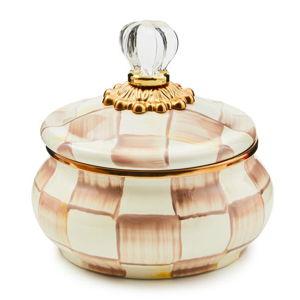 MacKenzie Childs Mocha Check Squashed Pot