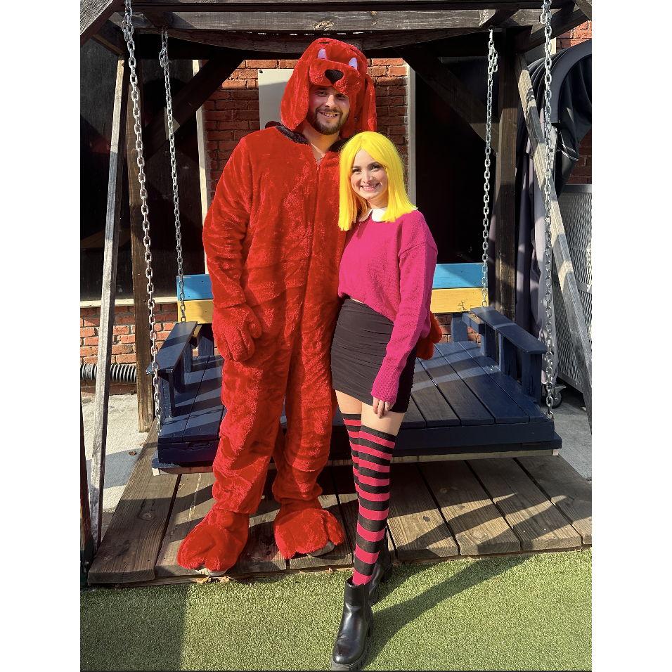 Halloween of 2024 when we dressed up as Emily and Clifford the big red dog!