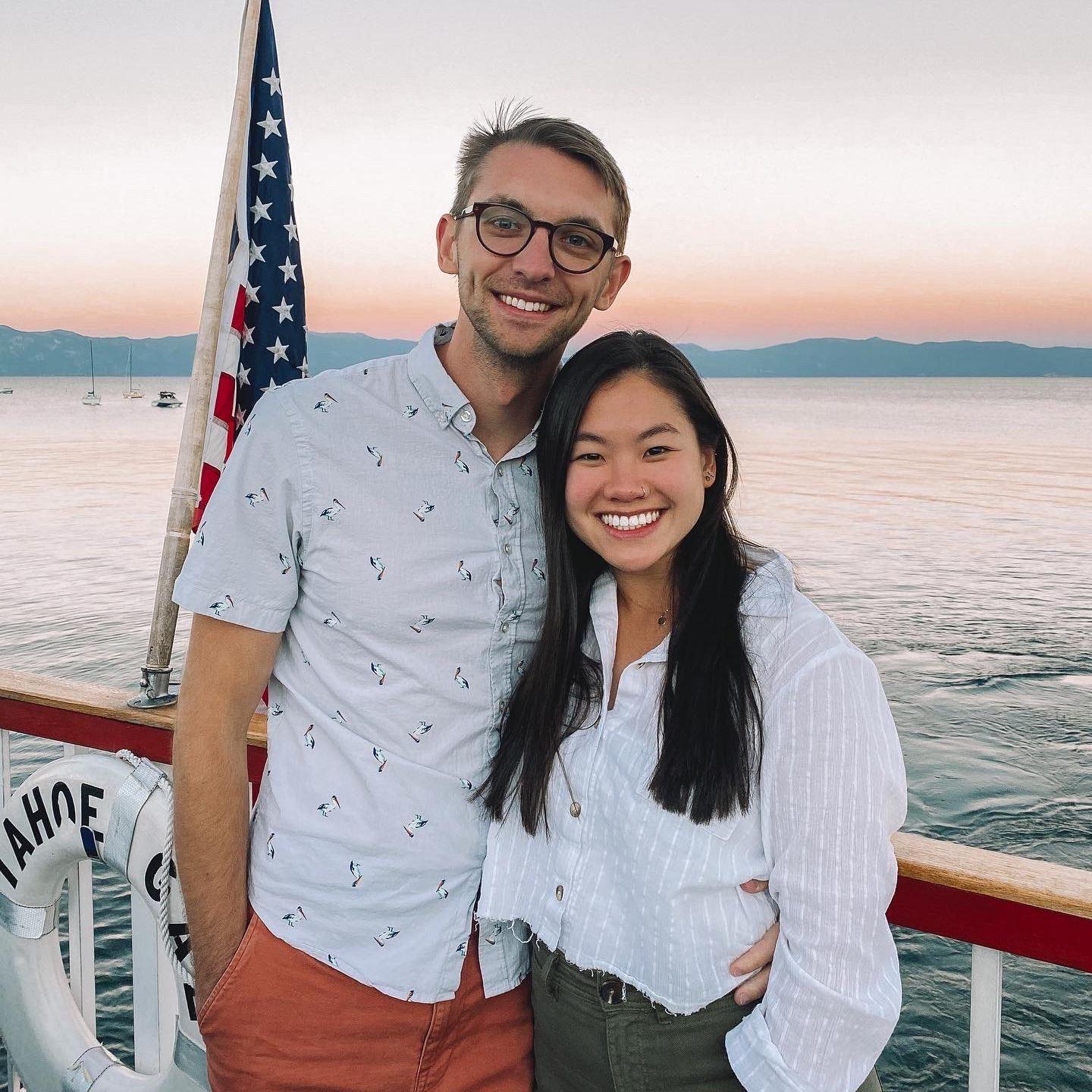 On a boat in Lake Tahoe