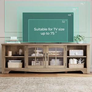 66" TV Stand For Tvs Up To 75" With Spacious Storage And Adjustable Shelves - Brown, 22"H x 66"L x 15.7"W