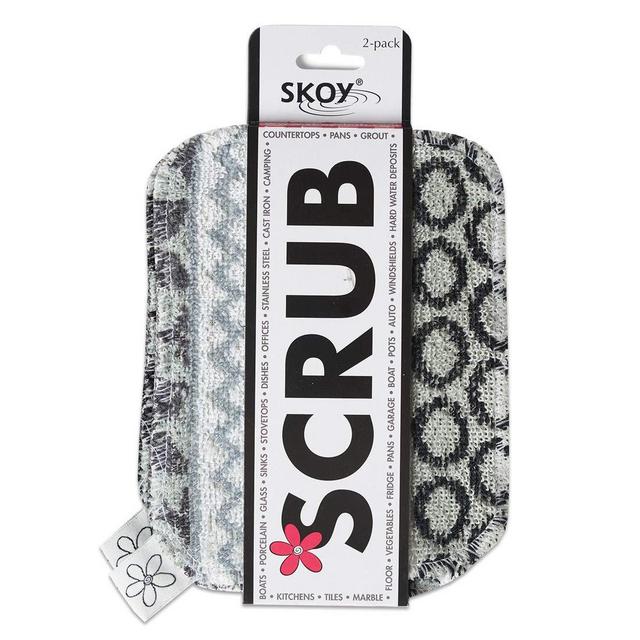 Skoy Scrub, Non-Scratching, Reusable Scrub for Kitchen and Household Use, Environmentally-Friendly, Dishwasher Safe, 2-Pack – Monochromatic Colors