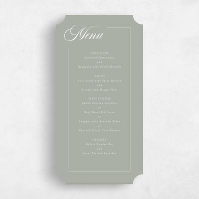 Green Ticket Wedding Menu - Carulas