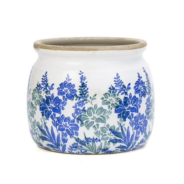 Dosayes Flower Pot,Vintage Ceramic Pot for Planter with Drainage Holes, 6.29 inch Ice Crack Glazed Small Planters Pot for Indoor,Tucan Home Decor,Gardening Gifts (Art Deco)