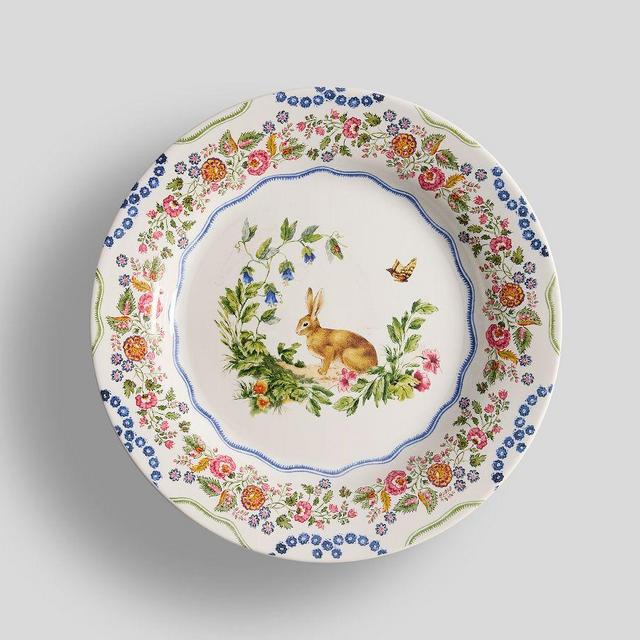 Botanical Bunny Stoneware Appetizer Plates, Set of 4
