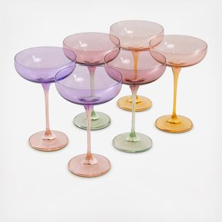Estelle Colorblock Champagne Coupe, Set of 6