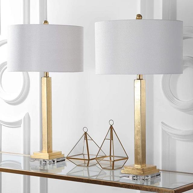 Safavieh LIT4378A-SET2 Lighting Collection Perri 30" Crystal Base Gold Table Lamp