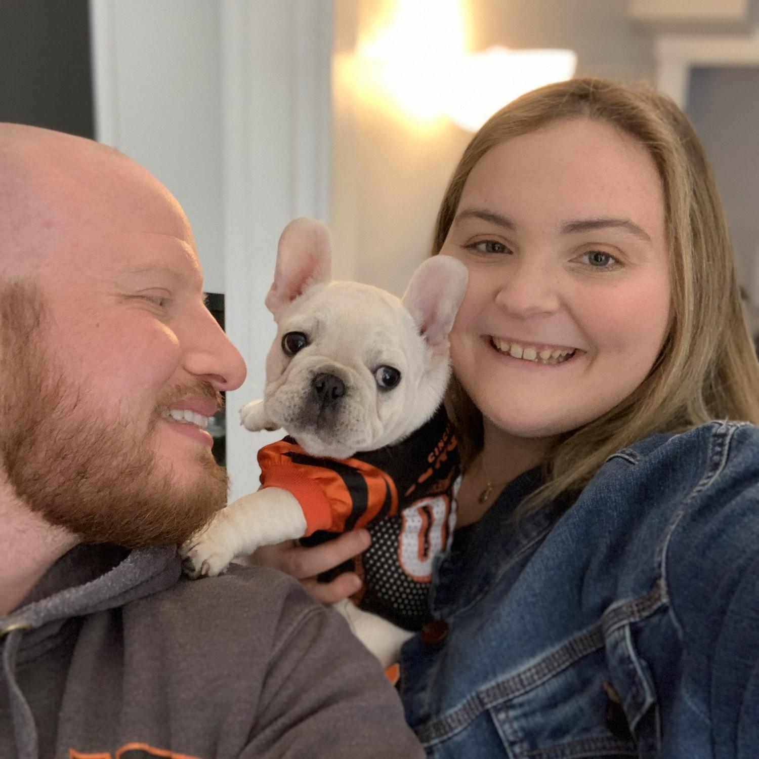 Our puppy Bentley the day the Bengals went to the Super Bowl!