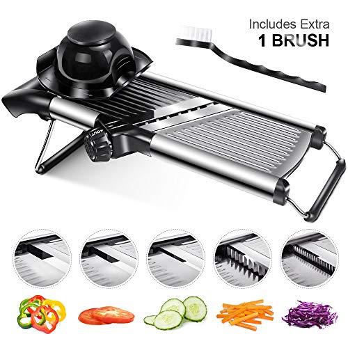 Mandoline Food Slicer Adjustable Thickness for Cheese Fruits Vegetables Stainless Steel Food Cutter Slicer Dicer with Extra Brush and Blade Guard for Kitchen