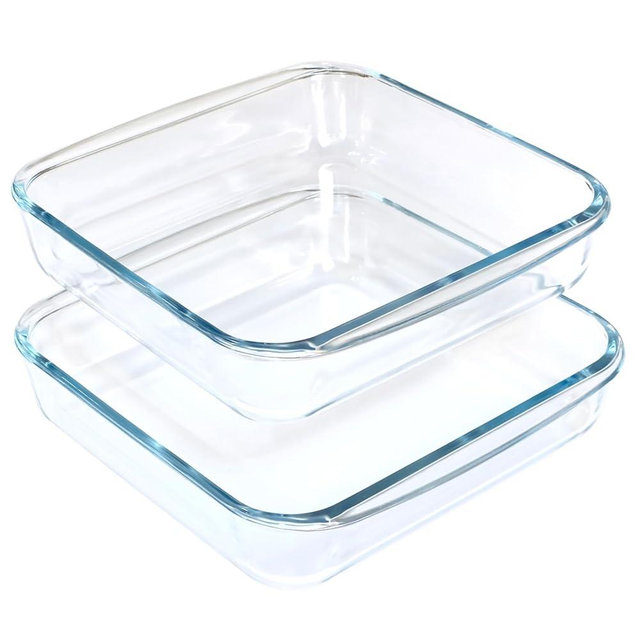 1.6-Qt Basics Square Tempered Glass Baking Dishes, Set of 2