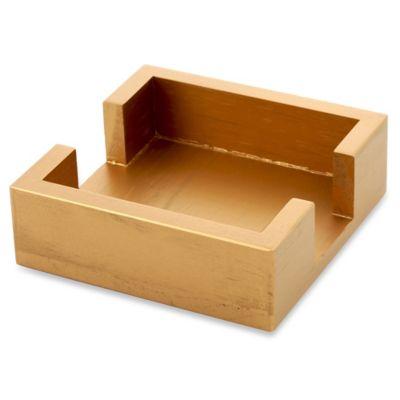 Thirstystone® Square Wood Coaster Caddy in Metallic Gold