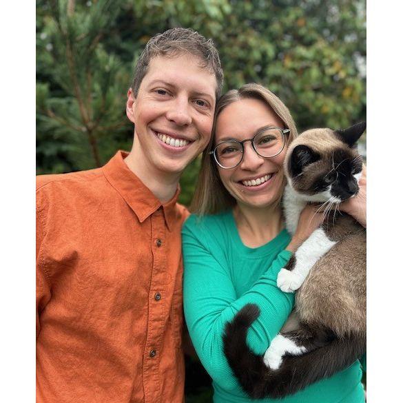 Our little family in front of our house in Bellingham.