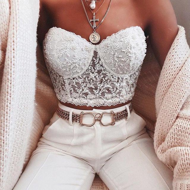 Pretty In Pearls Hand Beaded Bustier
