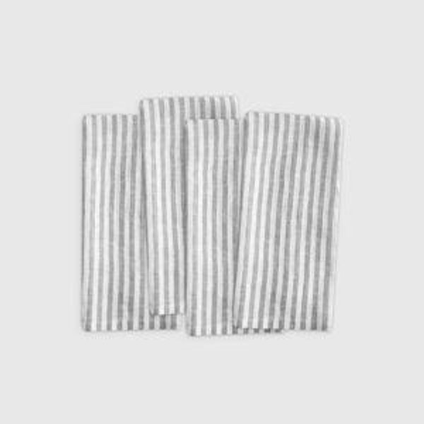 European Linen Stripe Napkins in Grey/White Stripe