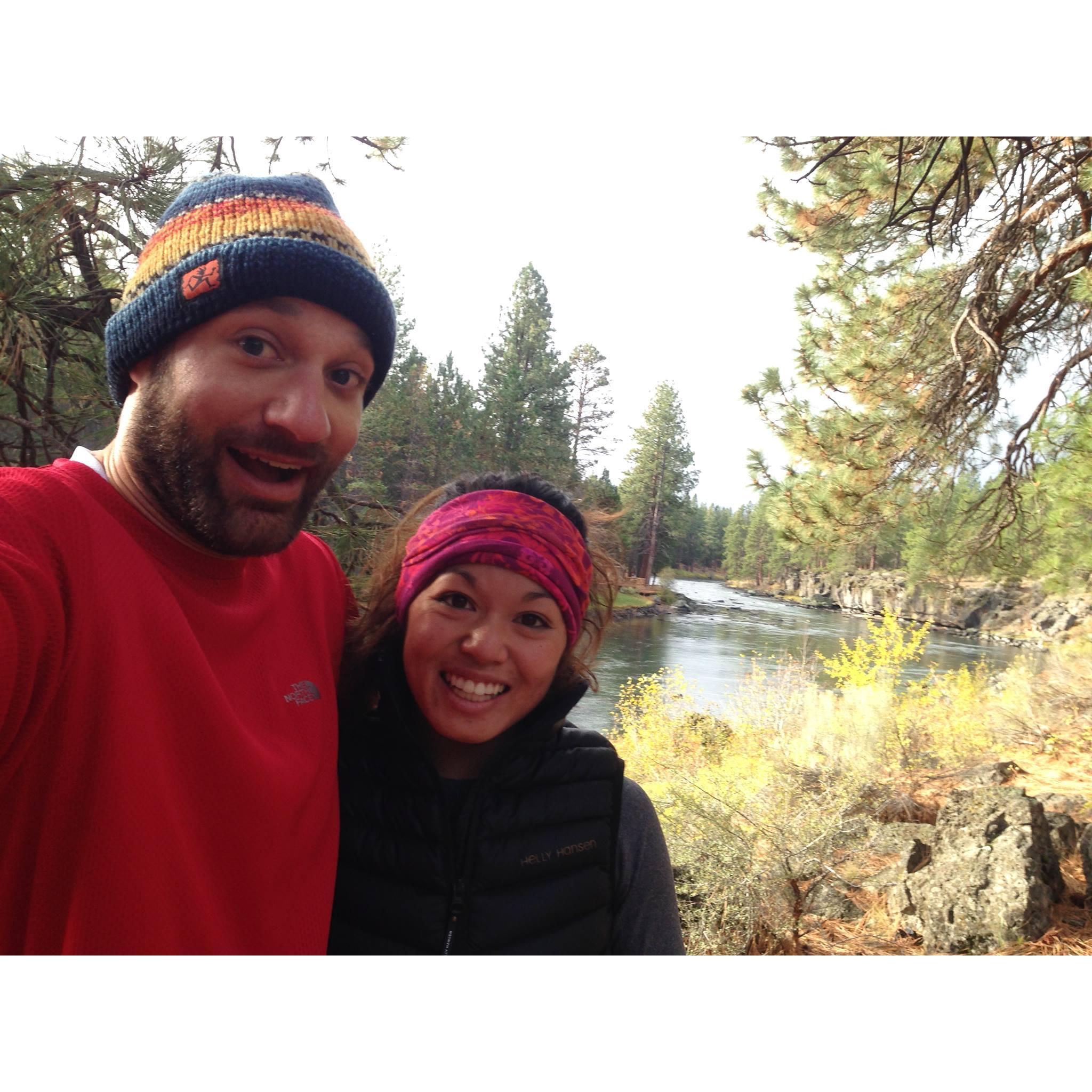 Running along the Deschutes River in Bend, Oregon
