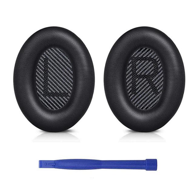 Professional Replacement Earpads Cushions for Bose QuietComfort 35 (QC35) & Quiet Comfort 35 II (QC35 ii) Headphones, Ear Pads with Softer Leather, Noise Isolation Foam, Added Thickness (Black)