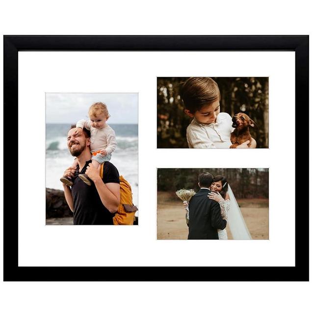 Golden State Art, 11x14 Black Wood Picture Frame - White Mat for 5x7 and 4x6 Photos - Real Glass, Sawtooth Hanger, Swivel Tabs - Wall Mounting - Great for Posters, Weddings, and Engagements