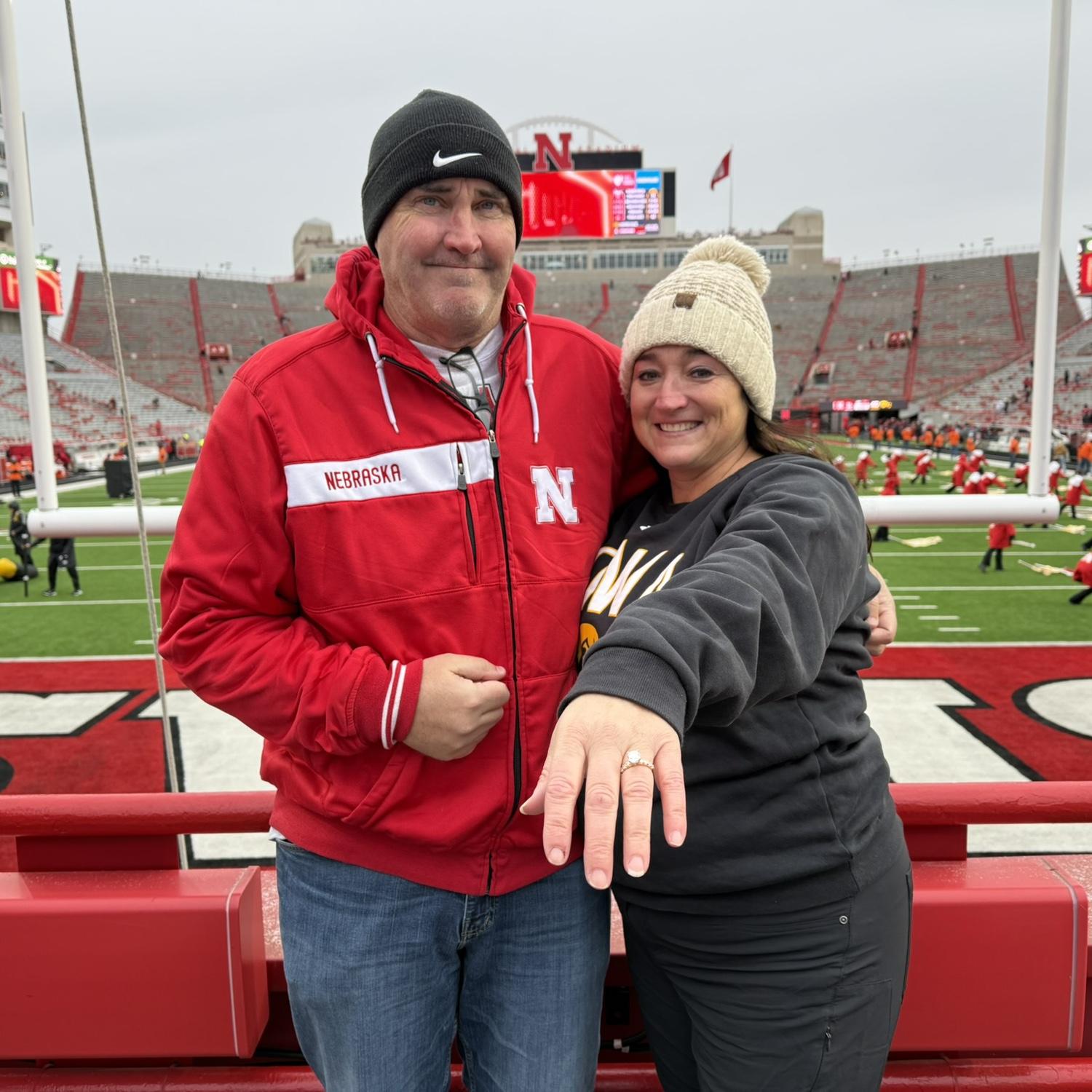 Engagement day at Lincoln, Nebraska. Friday, November 28, 2025. In his grandpa's season ticket seats.