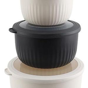 COOK WITH COLOR Prep Bowls with Lids- Wide and Deep Nesting Plastic Small Mixing Bowl Set with Lids, 12 Piece Set - Deep Bowls, Speckled Black