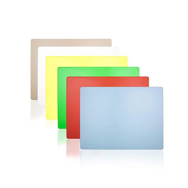 Thirteen Chefs Cutting Boards for Kitchen - 18 x 12 x .5" Multi Color Coded Plastic Cutting Board Set of 6 with Non Slip Surface - Dishwasher Safe Chopping Board Set