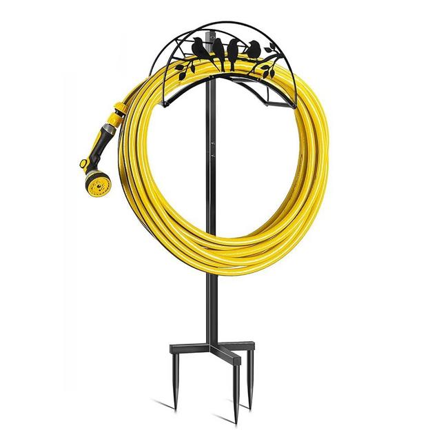 yuanwimey Garden Hose Holder Freestanding, Heavy Duty Hose Hanger Water Hose Holder, Sturdy Outdoor Hose Organizer Hose Stand and Hose Storage Rack for Lawn & Yard, Black
