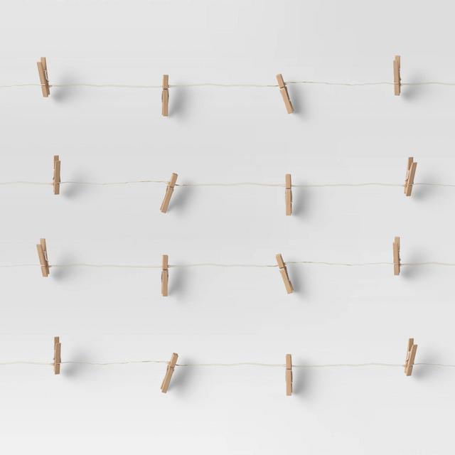 Blonde Wood Photo Clips with White LED Fairy Lights - Room Essentials™