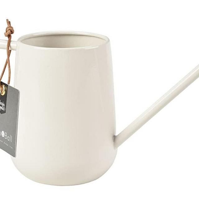 Gardenbb Indoor Watering Can in Stone Cream 24floz Lightweight with Wooden Handle Thin Spout