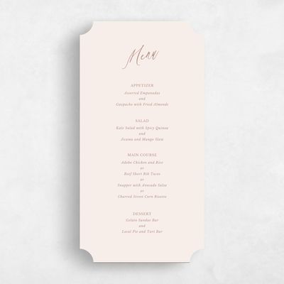 Beige Ticket Wedding Menu - Andros