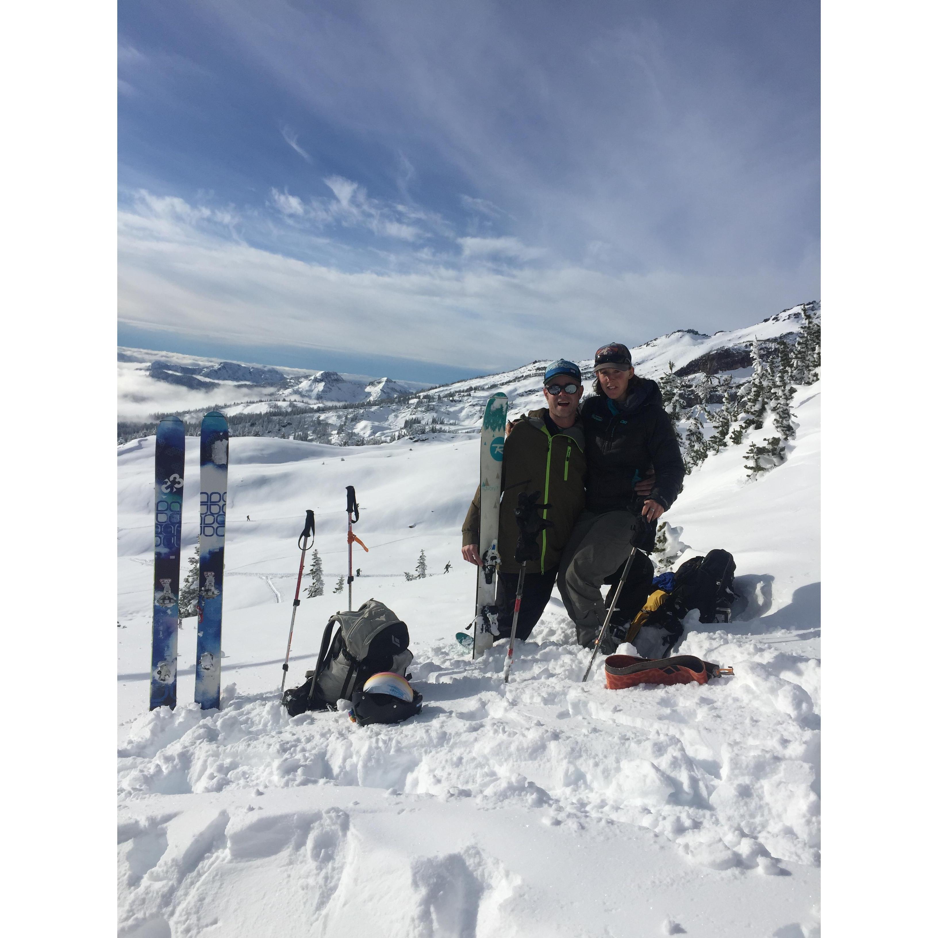 Ski touring near Paradise, Mount Rainier.