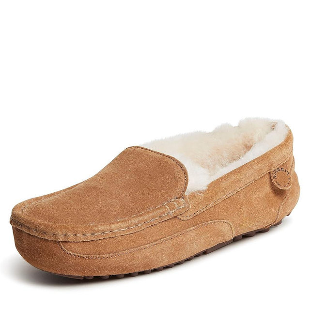 Fireside by Dearfoams Men's Melbourne Shearling Indoor/Outdoor Moccasin Slipper with Wide Widths