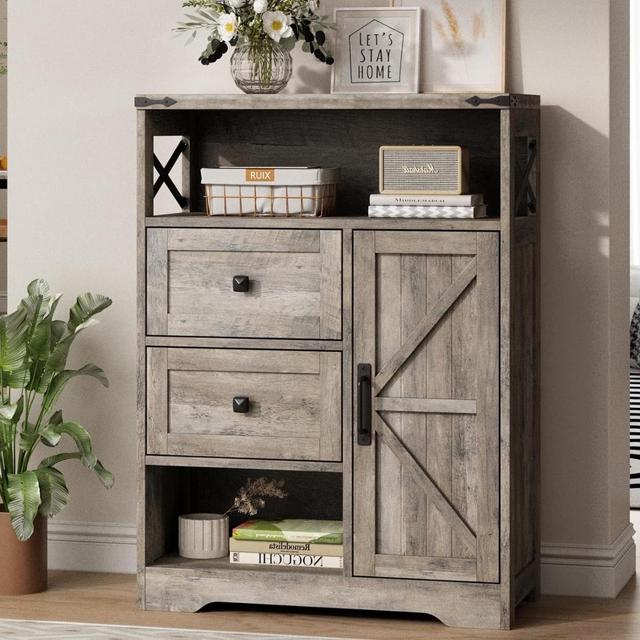 Farmhouse Storage Cabinet for Entryway - Grey